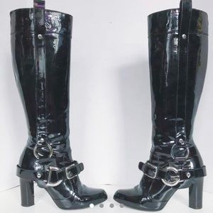 DOLCE & GABBANA Patent Leather Knee-High Boots. Y2K mid-2000s